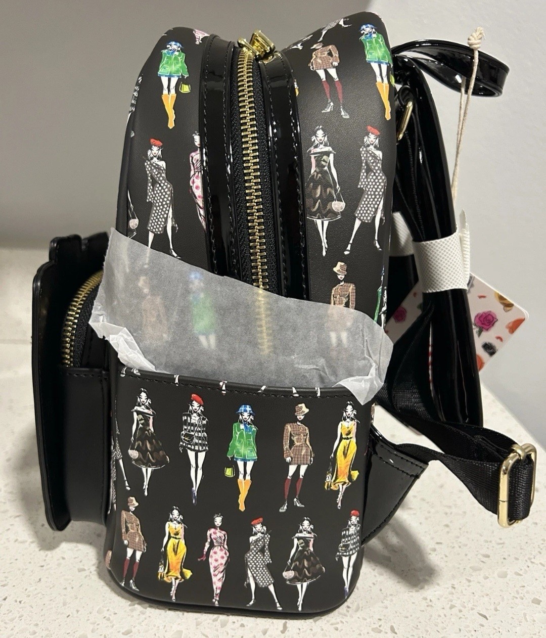 Loungefly Emily in Paris Mini Backpack Faux Leather Camera Graphic Print Zip