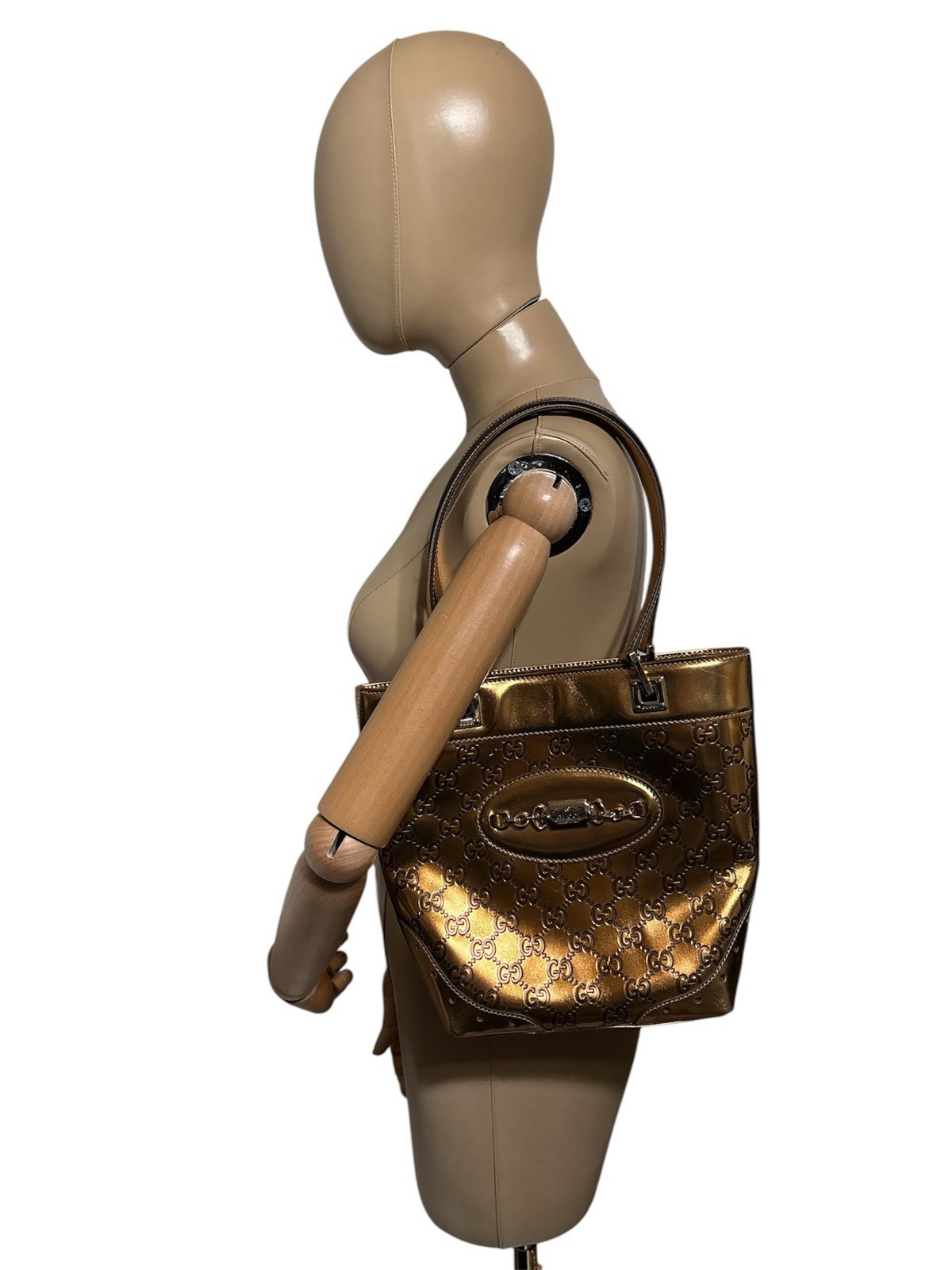 Vtg Gucci Gold GG Monogram Bag