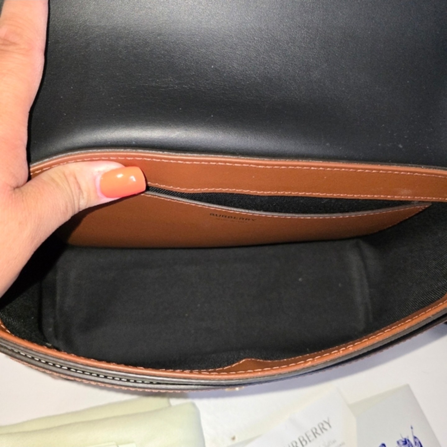 Burberry Dark Birch Brown Giant Check Crossbody note bag with Reciept 8071385