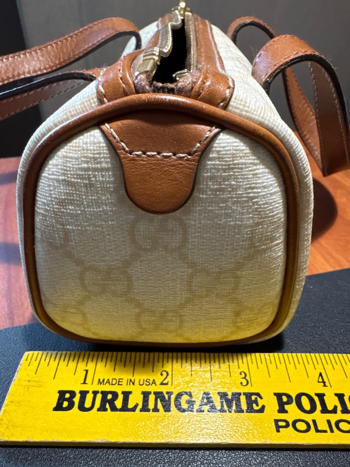 Authentic Vintage Gucci GG Supreme Joy Boston Mini Leather Purse- Super CUTE