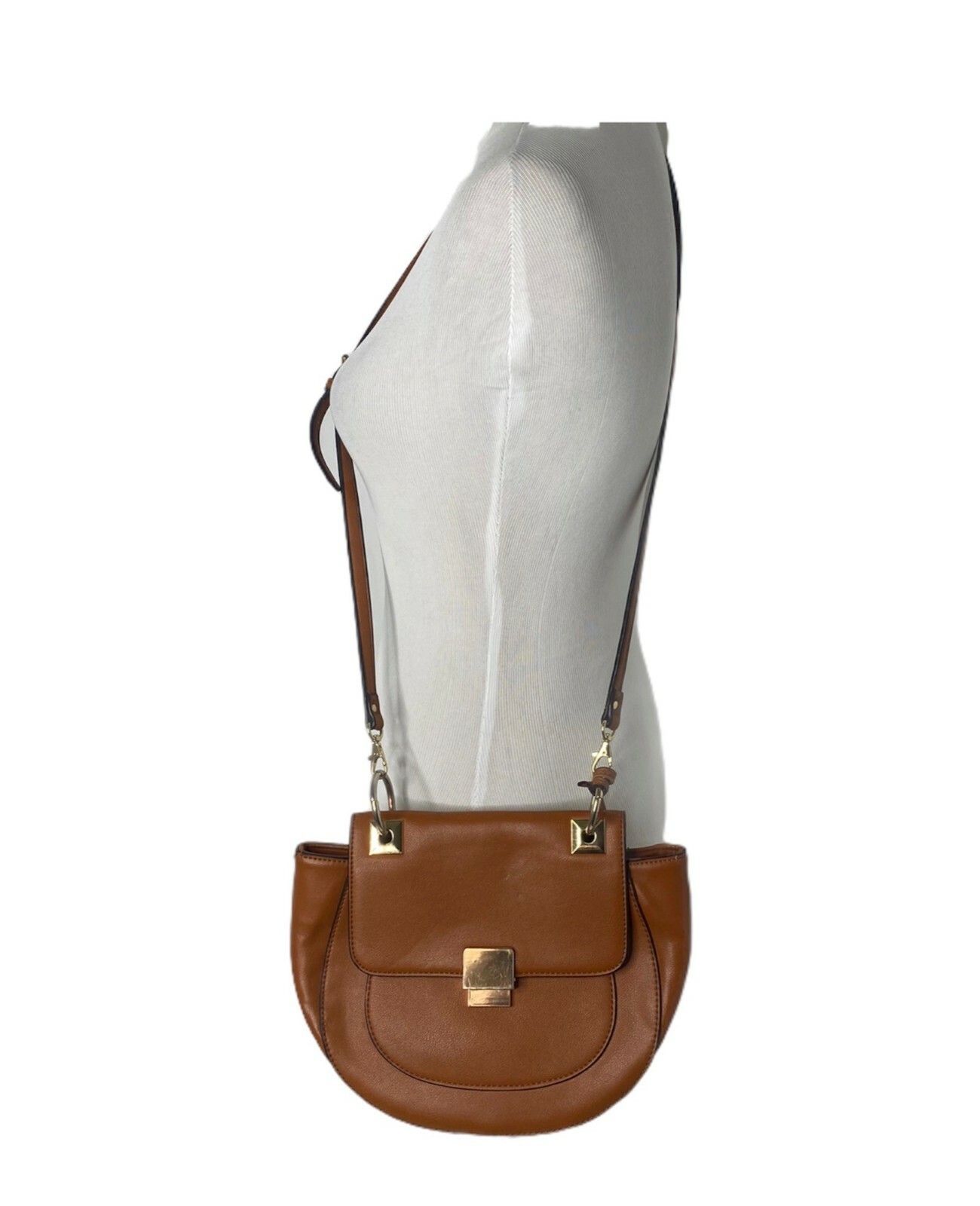 Aldo Womens Crossbody Purse Brown Front Latch Medium 9″ x 7″ x 2.5″