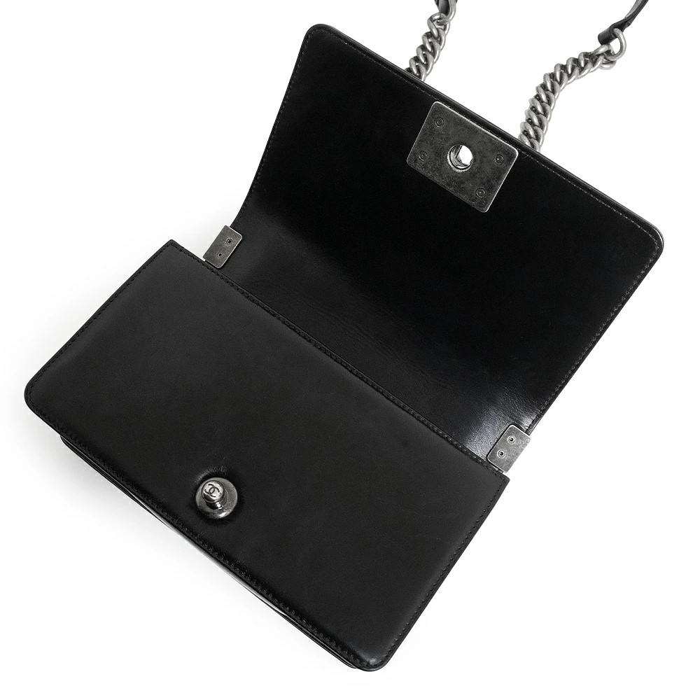 Chanel Boy 20 Chain A67085 Shoulder Bag Calfskin Black Unisex #BCB132