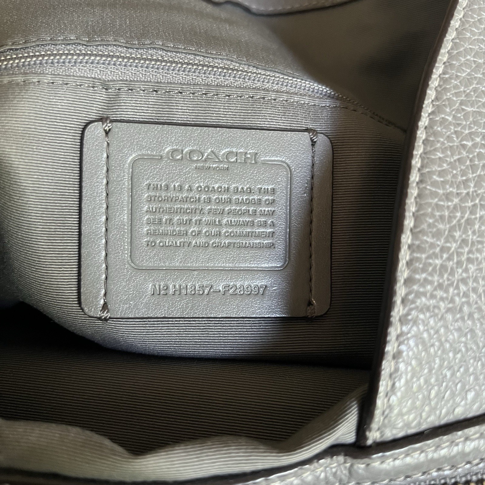 Coach Gray Pebbled Shoulder Bag, Silver Hardware, Bag Charm, Inner Pockets