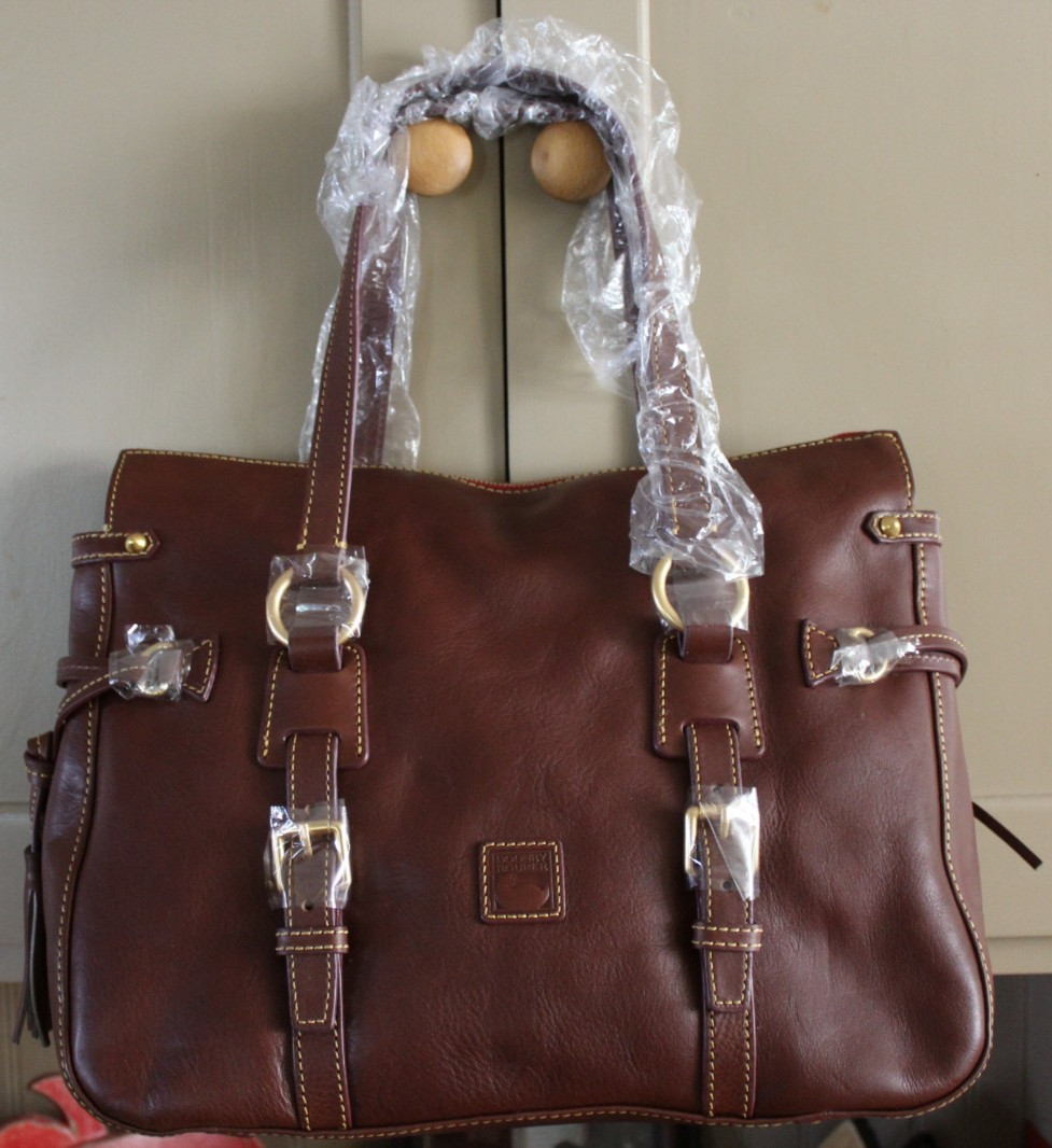 Dooney & Bourke Leather Double Strap Tassel Satchel Bag – Chestnut – NWT