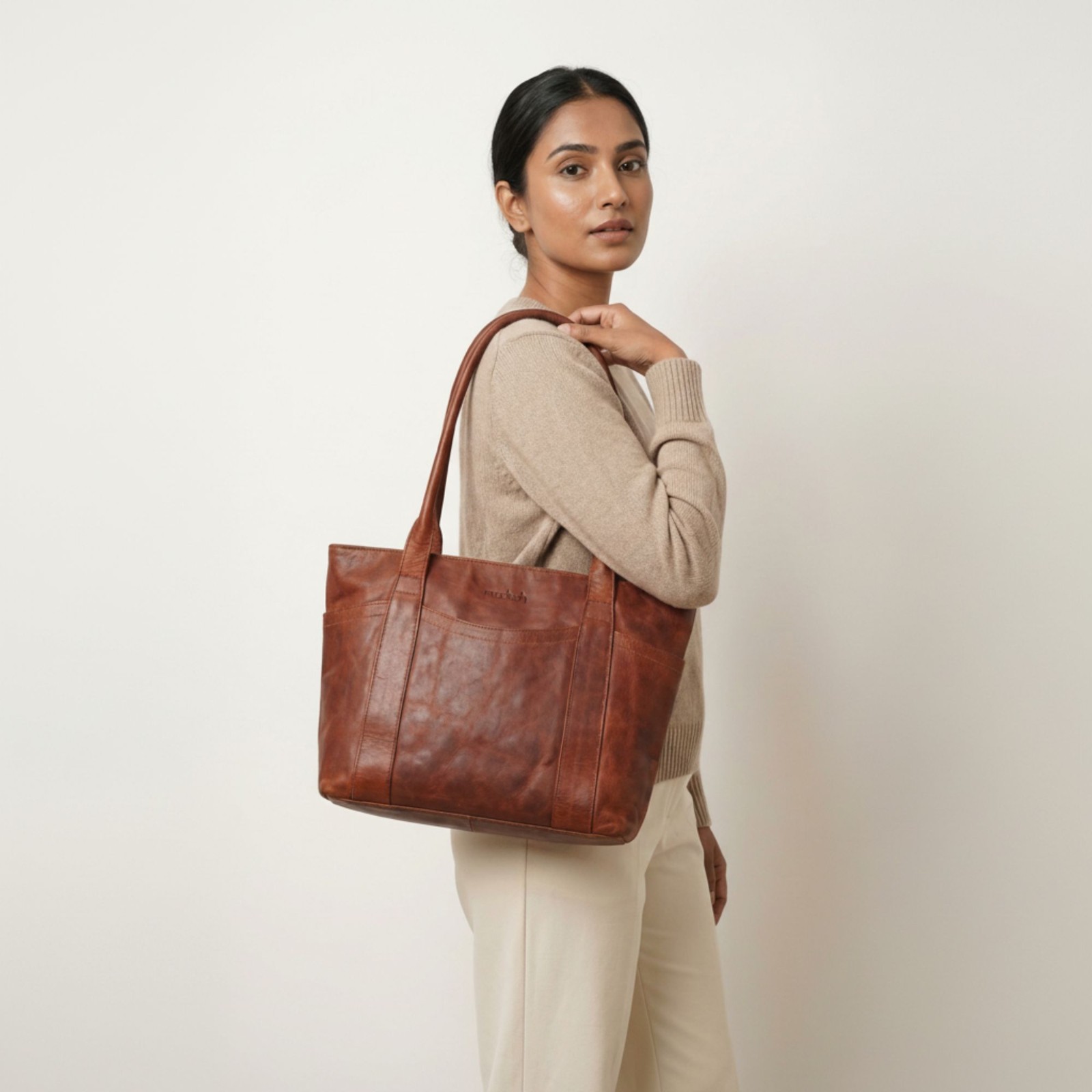 Madosh Handmade Leather Tote Bag Women’s Crossbody Shoulder Everyday Work Purse