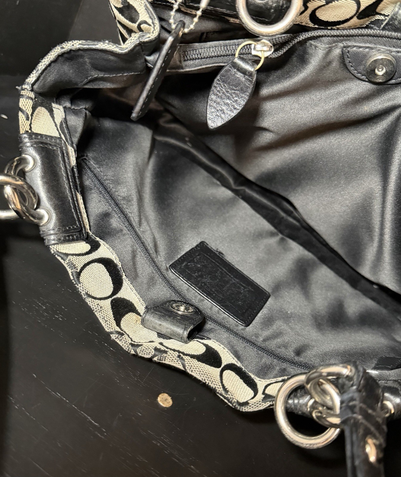 COACH Y2K Vintage Penelope Jacquard Leather Trim Shoulder Bag Tote Purse F15533