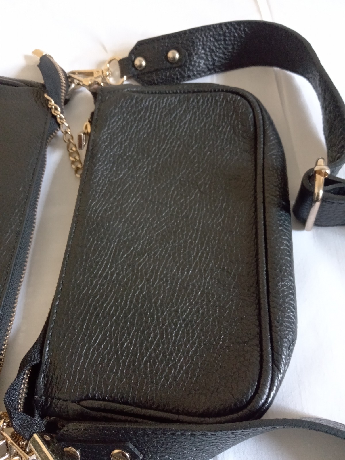 Leather Cross Body Bag With Two Separate Bags Women