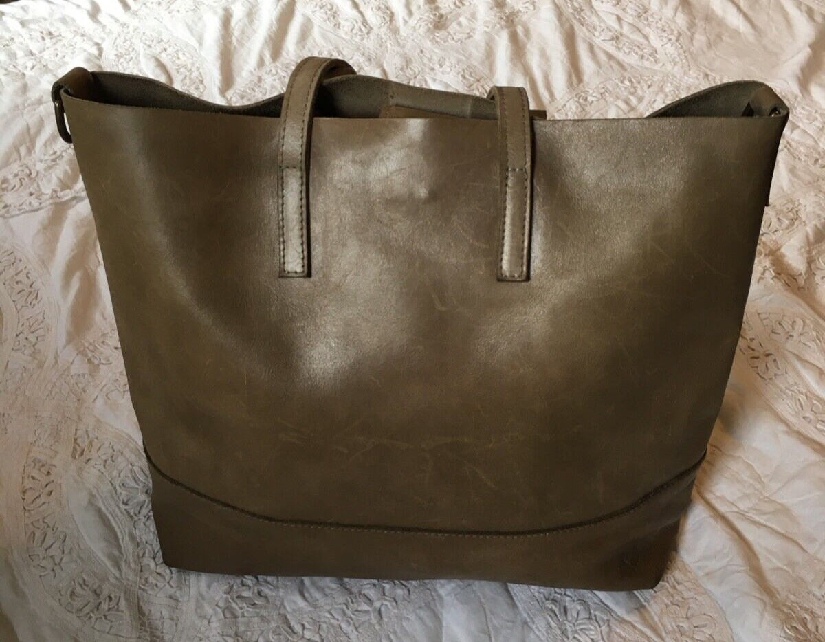 FashionABLE Olive Leather Tote Bag Purse-NICE