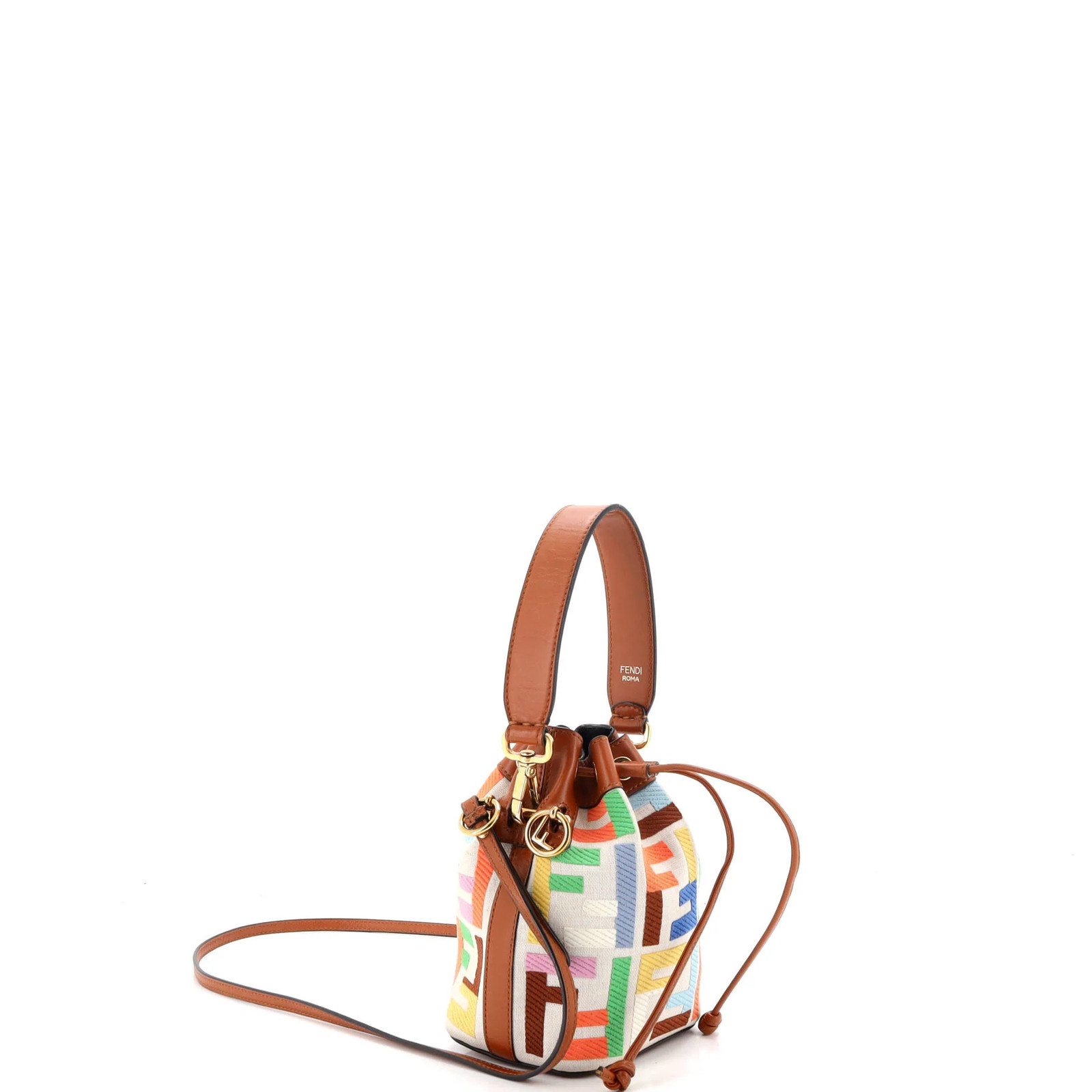 Fendi Mon Tresor Bucket Bag Zucca Embroidered Canvas Mini
