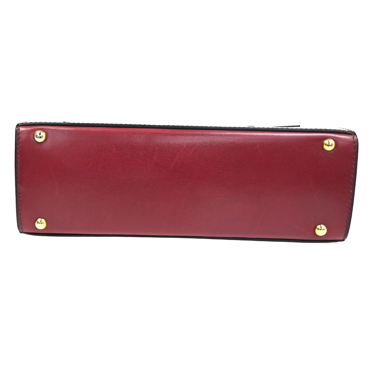 CELINE Logo Ring Shoulder Box Bag Leather Burgundy Italy GHW 38CA859