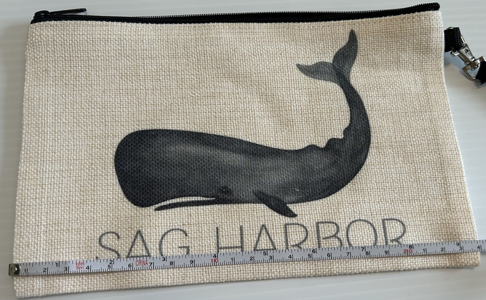 Canvas Fabric Beach Wristlet. Beautiful Whale Image. Light Weight Travel Wallet