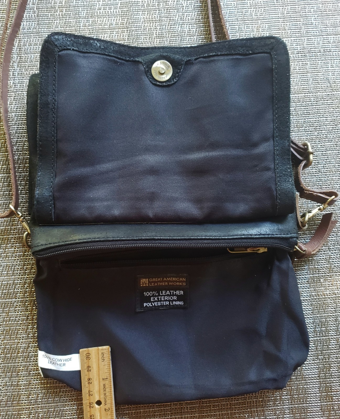 Great American Leather Works Black Soft Suade Purse Shoulder Cross Body Leather