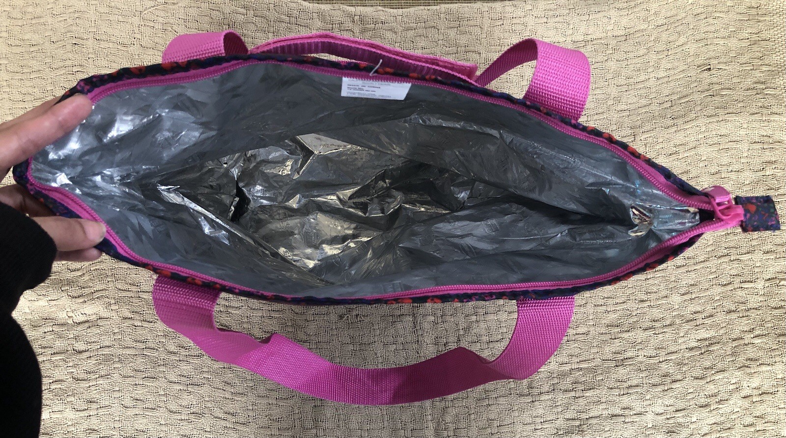 Isaac Mizrahi Live! Insulated Tote Bag Dark Red Purple Floral