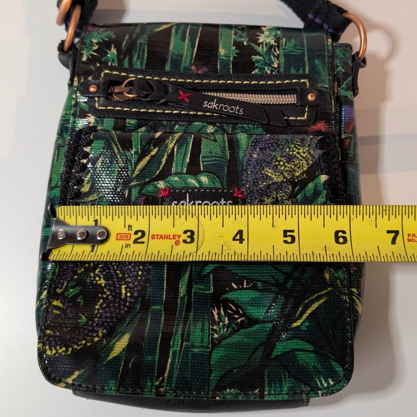 The Sak Sakroots Artist Flap Messenger Crossbody Bag Purse, Jungle Floral Print