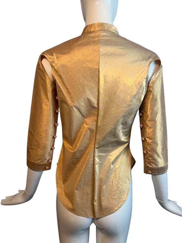 ARCHIVAL LEE MCQUEEN / ALEXANDER MCQUEEN S/S 2000 “THE EYE” CUTOUT METALLIC TOP