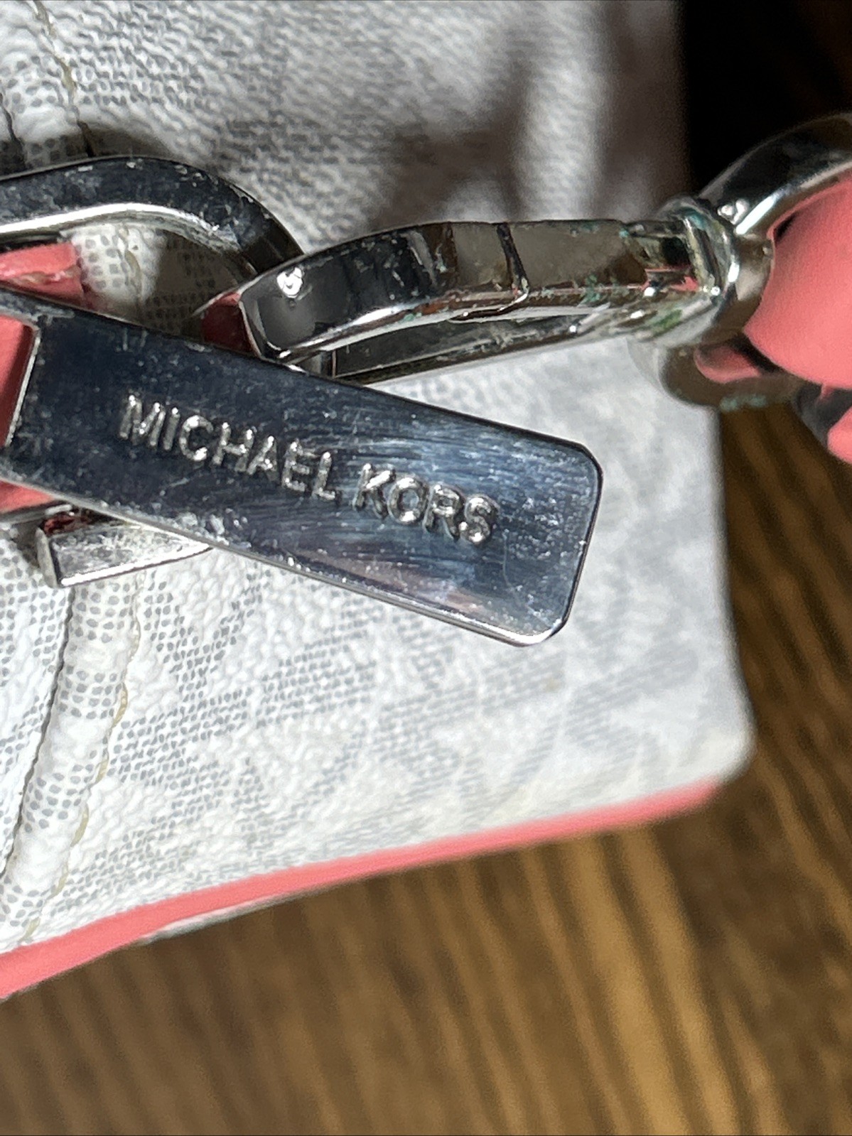 MICHAEL KORS Kenly Large Logo Crossbody Bag with Guitar Strap ~ Grapefruit