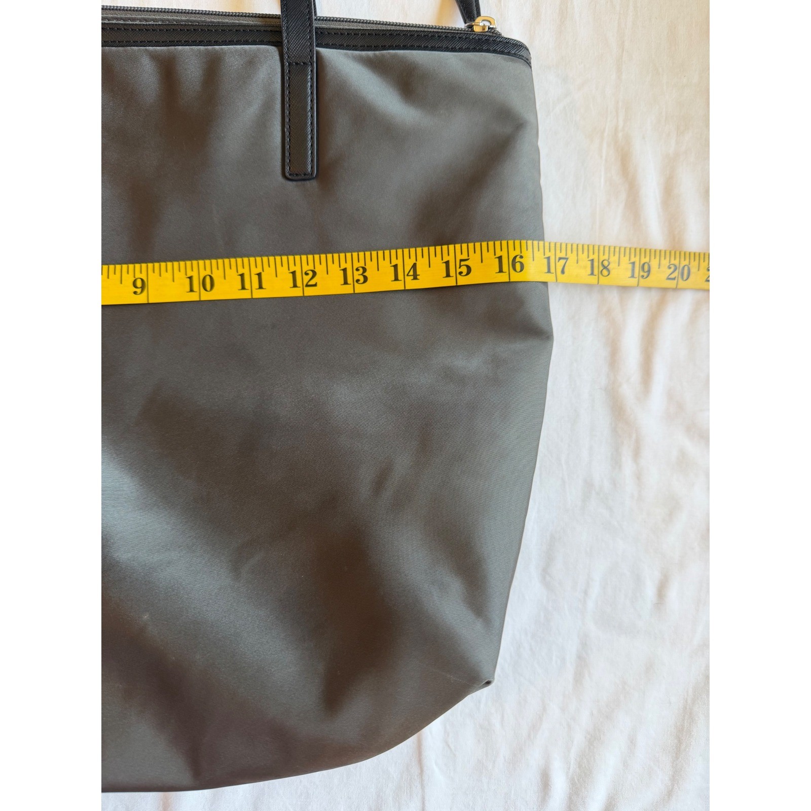 Michael Kors Polly Large Grey Nylon Tote Bag Black Leather Trim 38S5XMTT3C