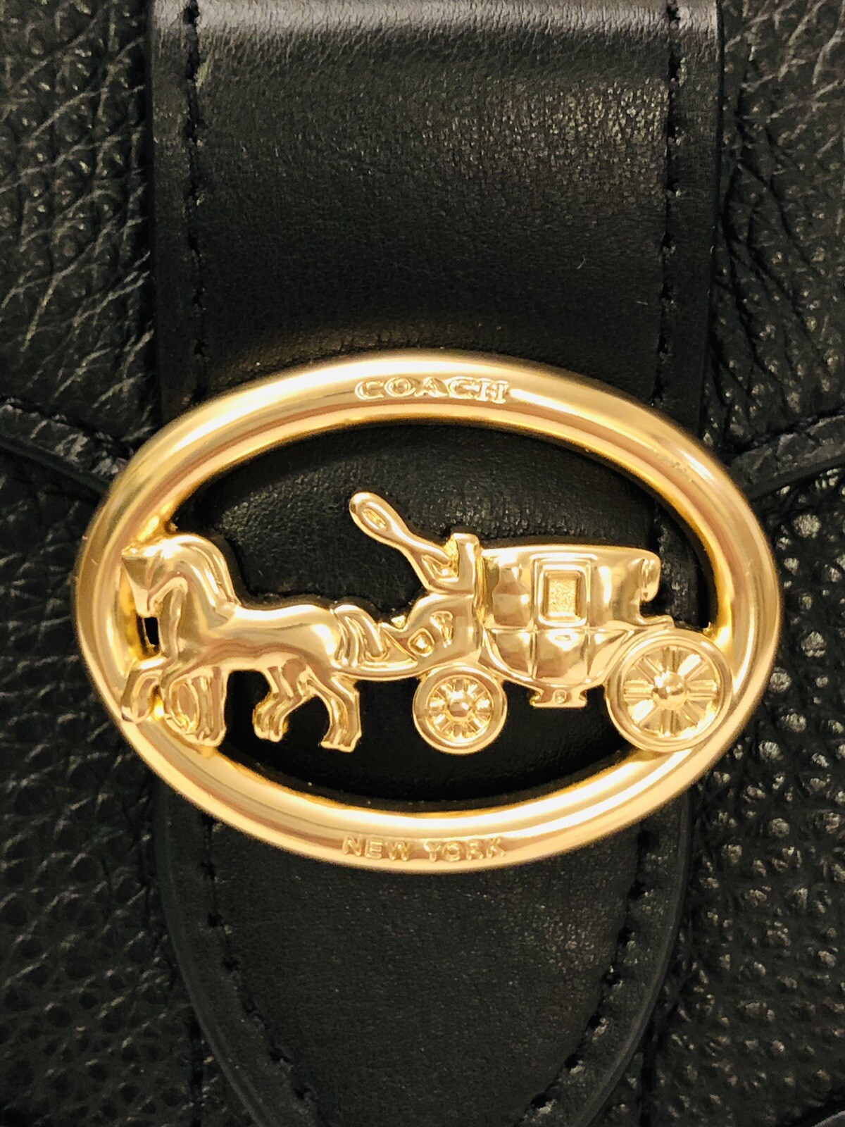 Coach NWT Crossbody Bag Mini Black With Golden Chain. Logo Snap Closure.