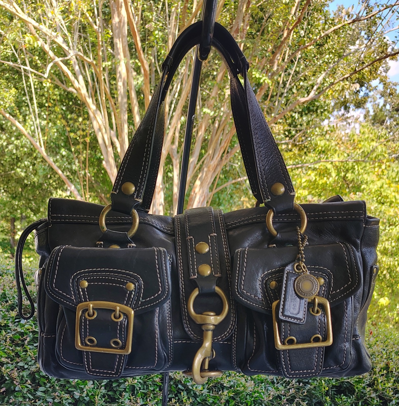 Coach MEDIUM 10330 65th Anniversary Mandy Vintage Black Leather Shoulder Bag