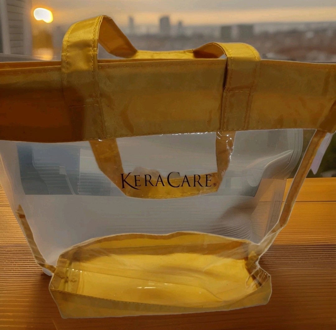 #1 2ct Women Keracare Clear Tote Bag w/Zipper/Handle Beach Cosmetic H12xL11xW4