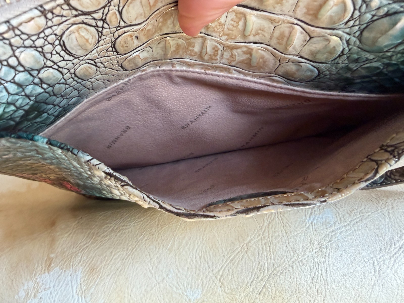 Brahmin Katie Crossbody Purse Komodo Ombré Croc Embossed Leather Gorgeous New!