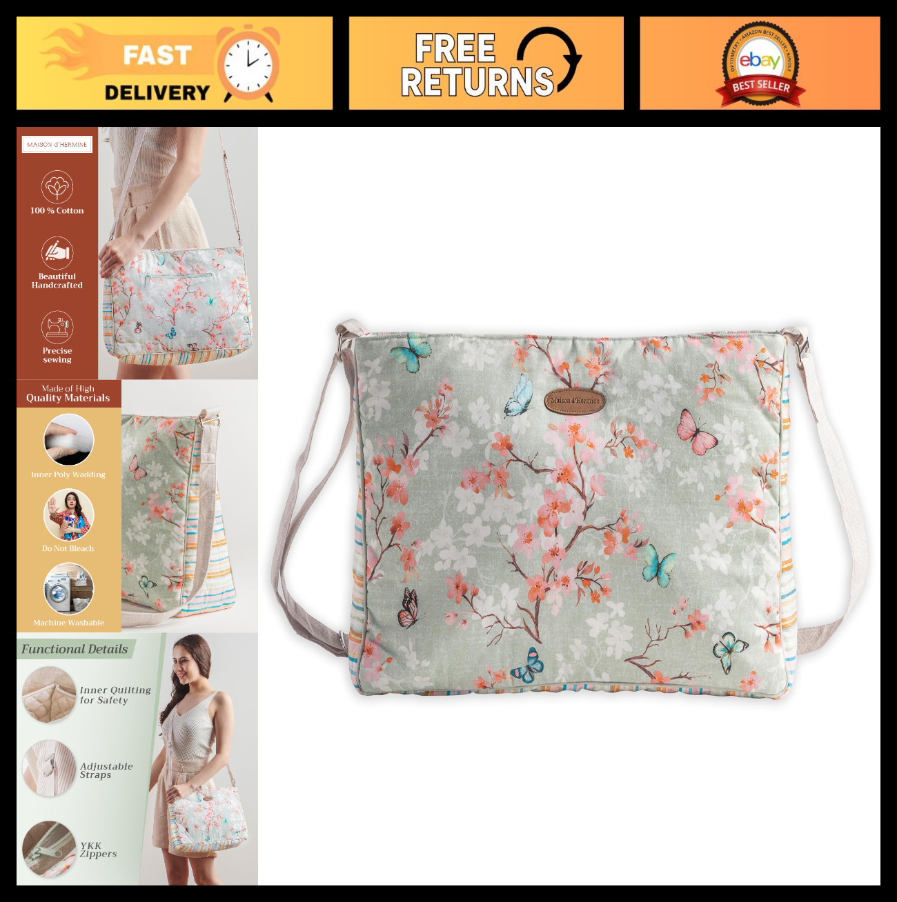 Stylish Cotton Shoulder Bag for Women – Versatile Handbag, Everyday Use, Fashion