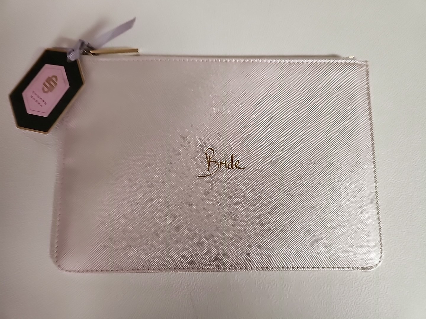 BRIDE Clutch Pouch Katie Loxton Ivory w/ Gold Letters & Zipper Wedding