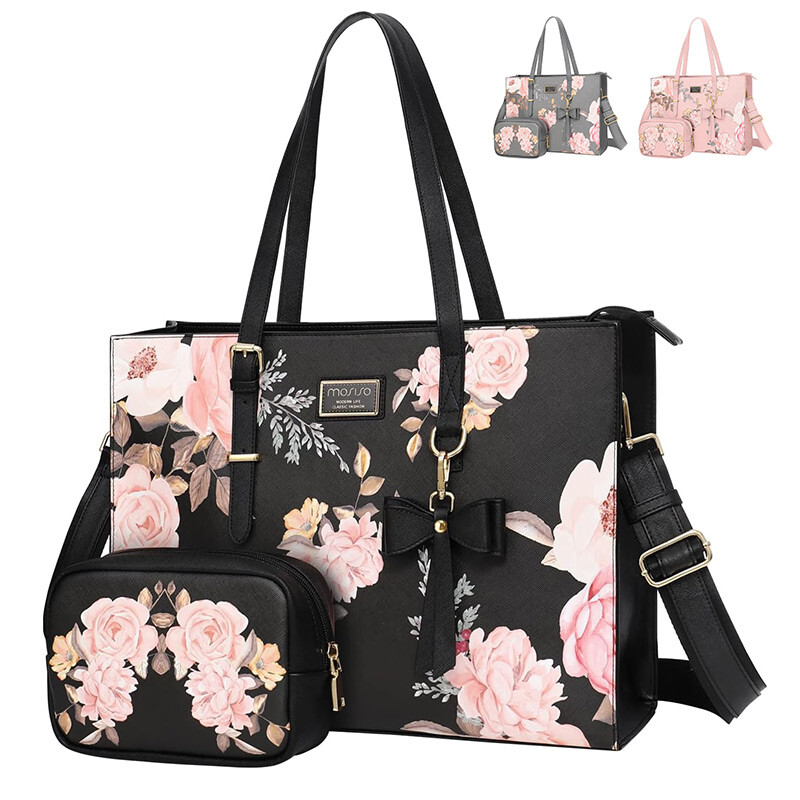 Laptop Tote Bag for MacBook Pro 15 16 17.3 inch M1 M2 Women PU Leather Handbag
