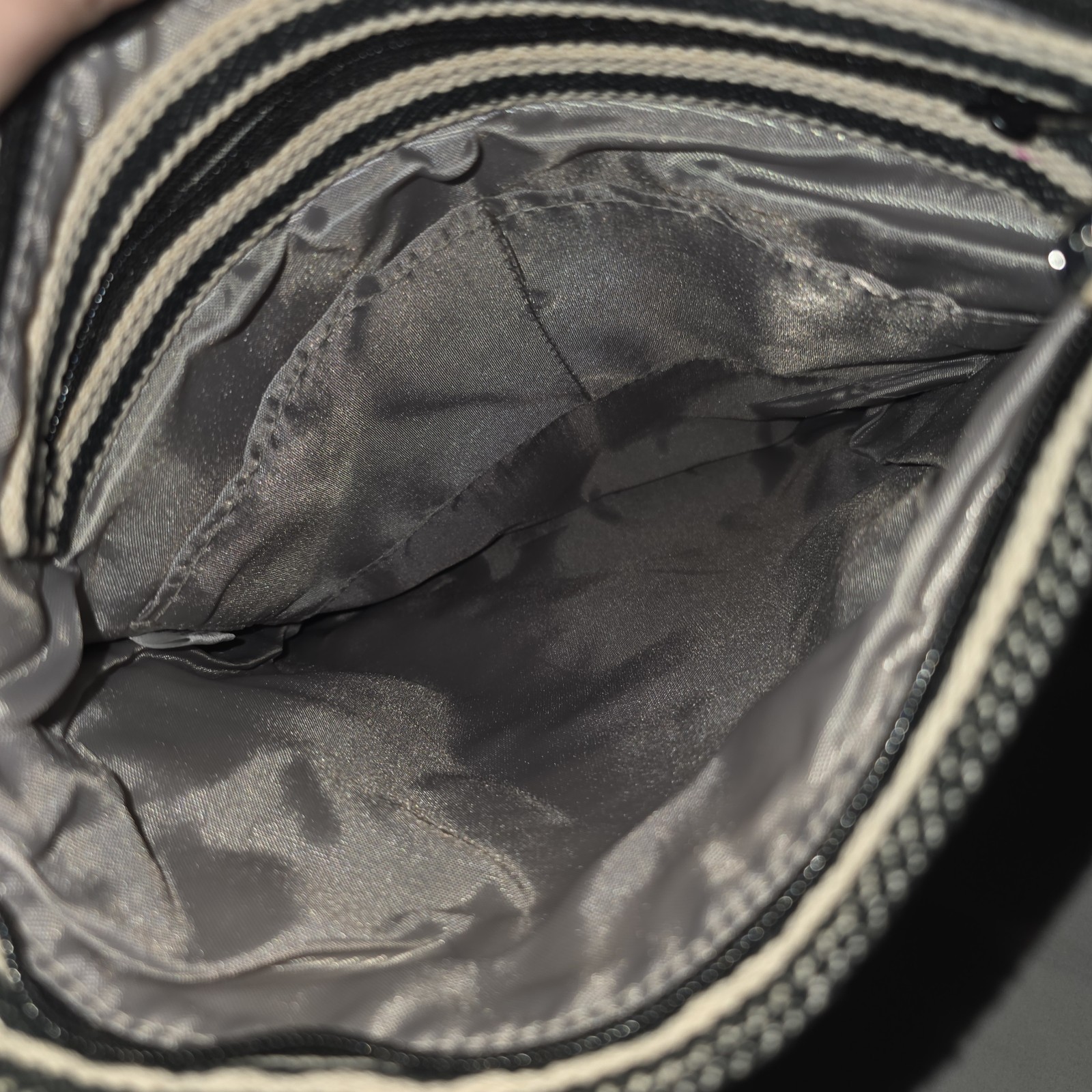 Thirty-One black & cream color crossbody bag purse Forget Adulting Go Camping