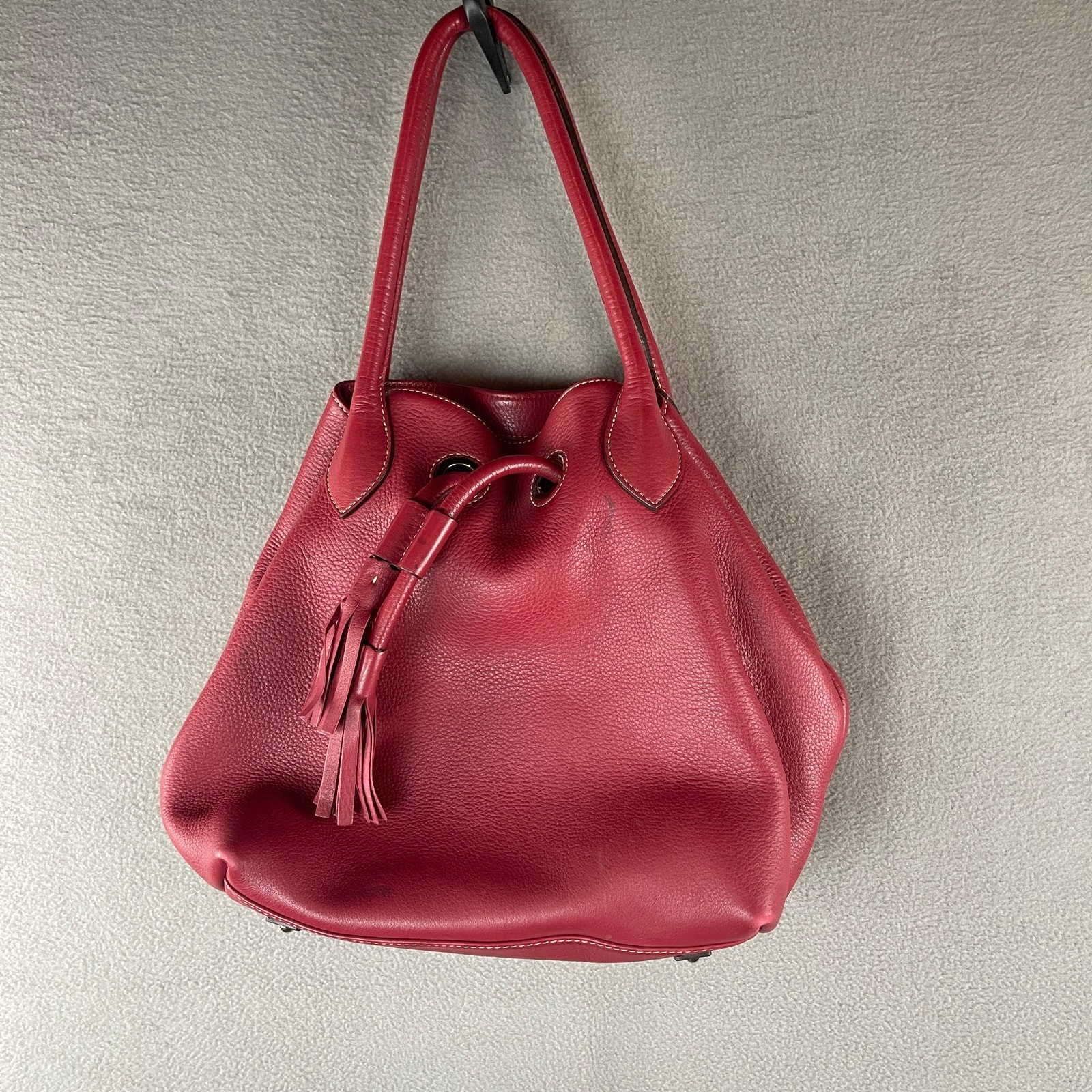 Dooney & Bourke Bucket Shoulder Bag Pebble Grain Tasha Large Leather Drawstring