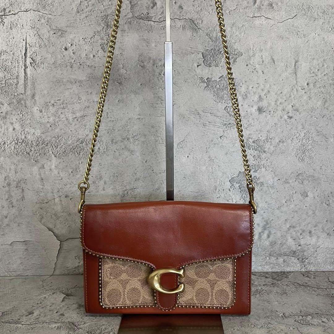 Excellent condition COACH shoulder bag chain tabby bead chain PVC leather