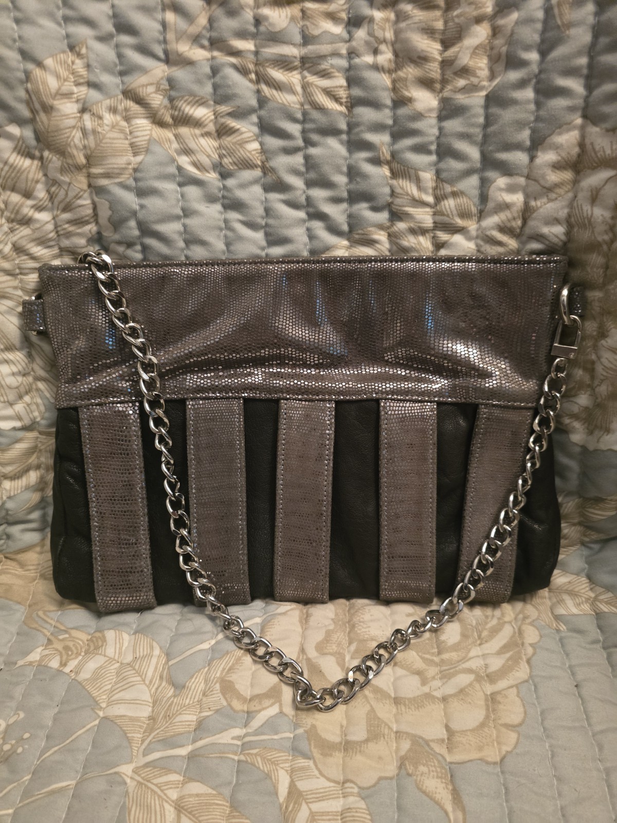 Vintage Rebecca Minkoff Rare Chain Shoulder Bag/Clutch Black & Silver Studded