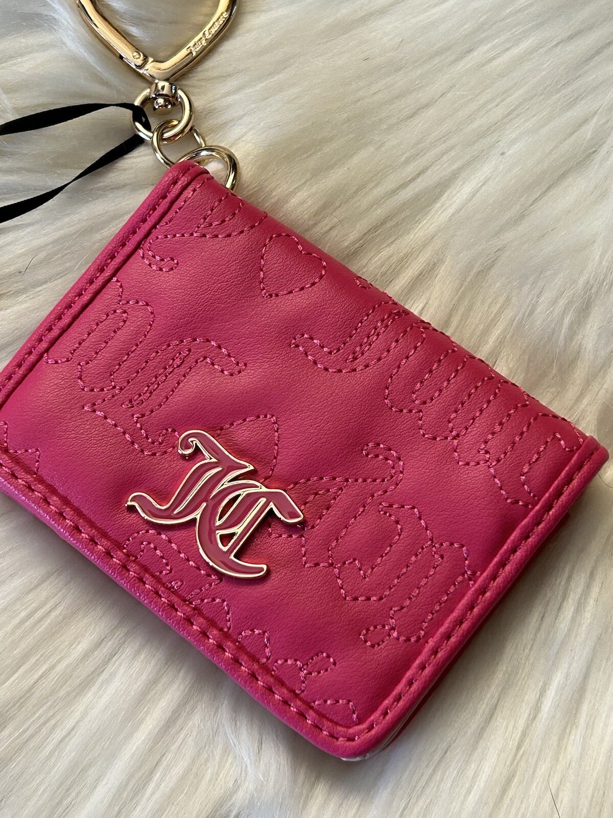 Juicy Couture JC Pink League Card Case Key Fob Pink Flash NWT