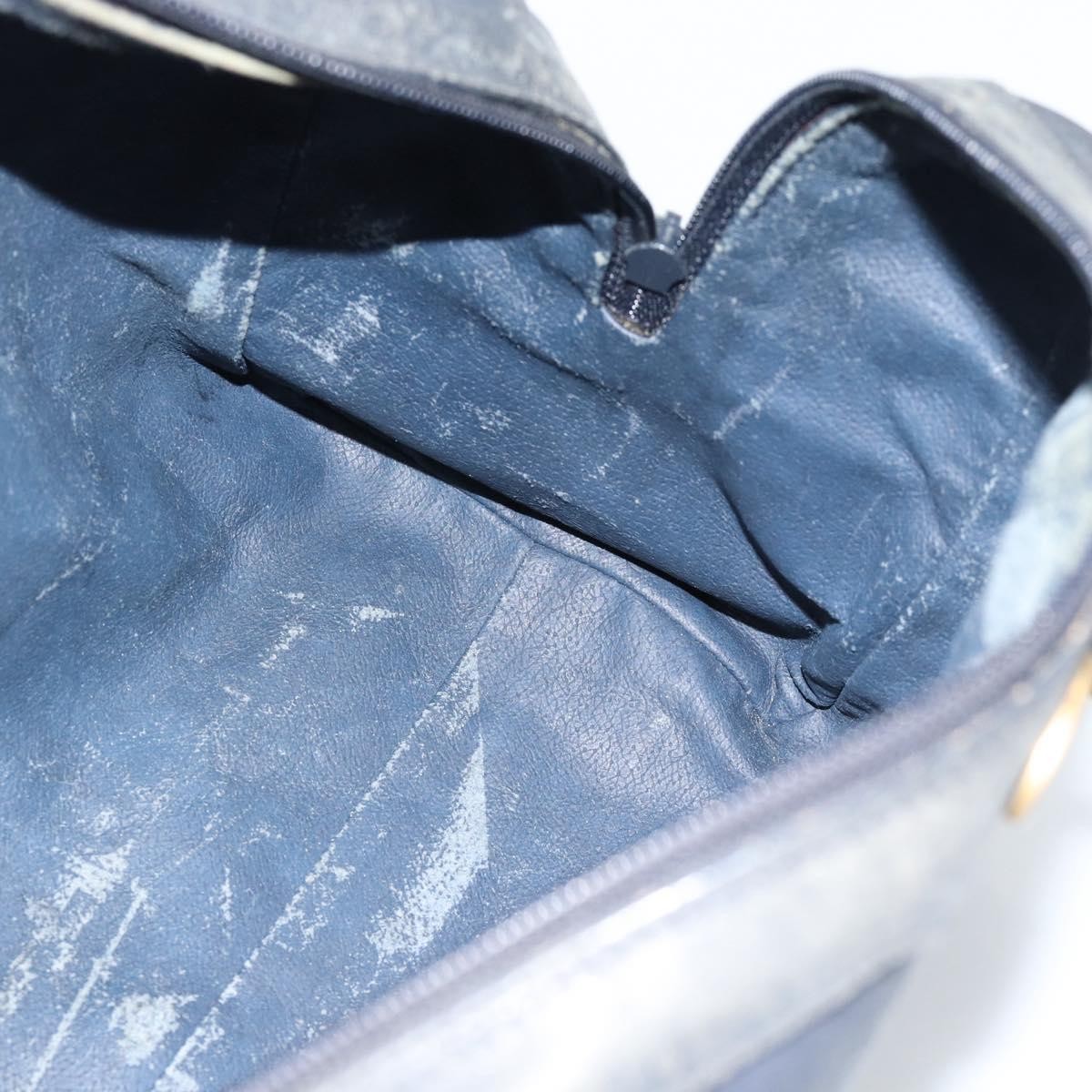 GUCCI Micro GG Supreme Hand Bag PVC Navy Gold Auth 183291
