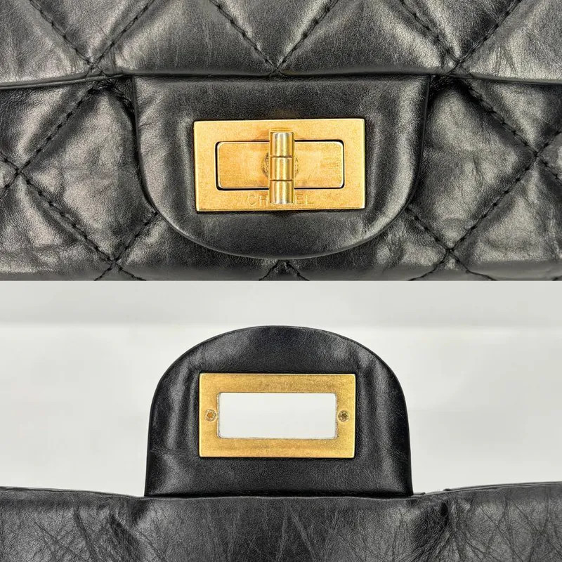 CHANEL Black Calfskin 2.55 Jumbo Flap Bag
