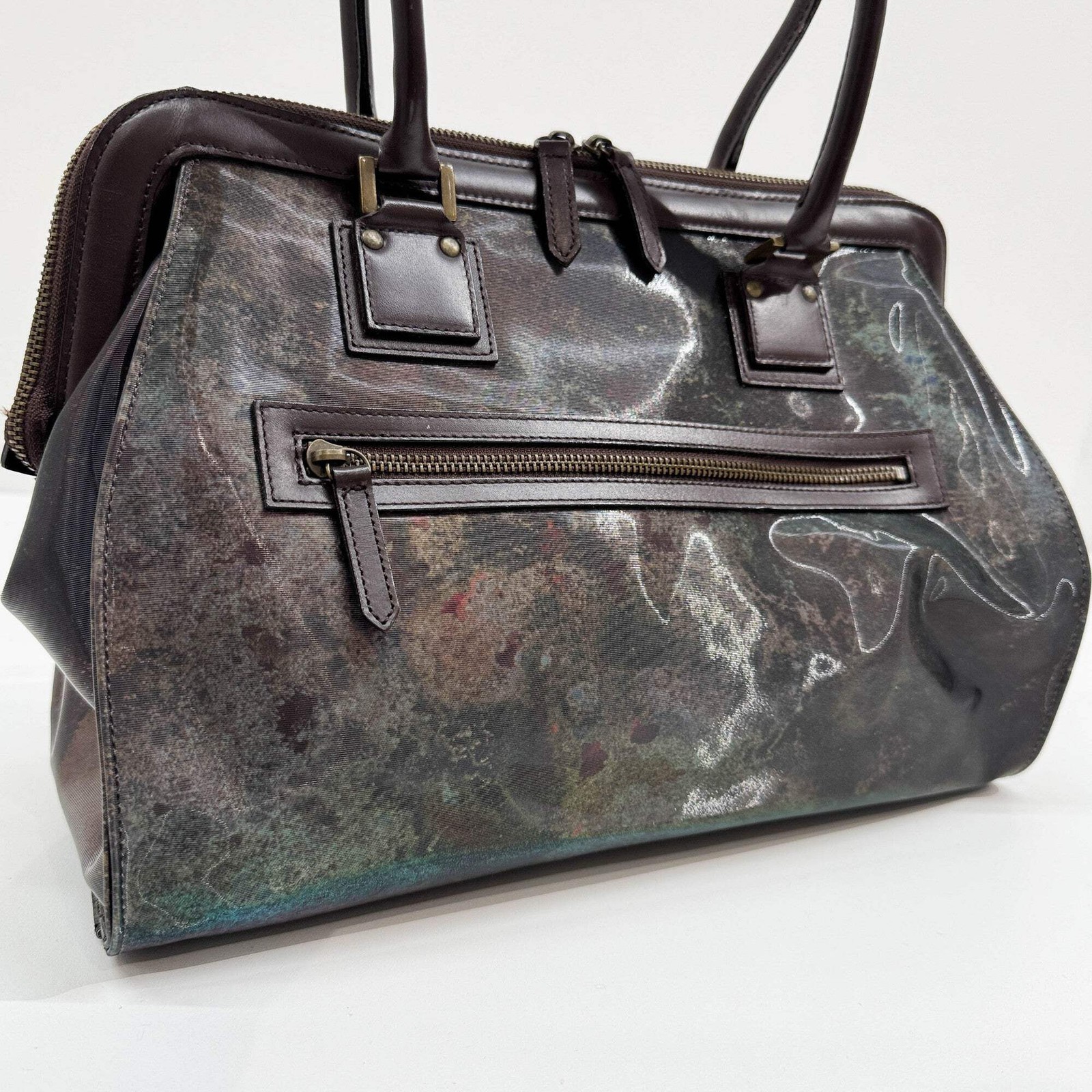 JEAN PAUL GAULTIER V Cyber Iridescent Green Vinyl Shoulder Bag