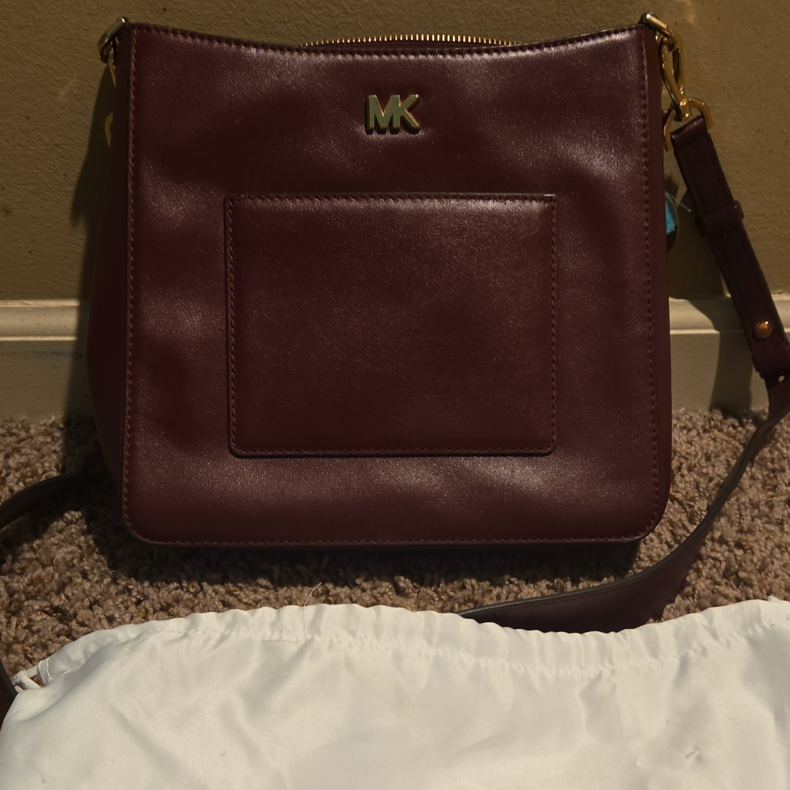 Michael Kors Burgundy Crossbody Bag Zip Gold Hardware w/ Dust Bag