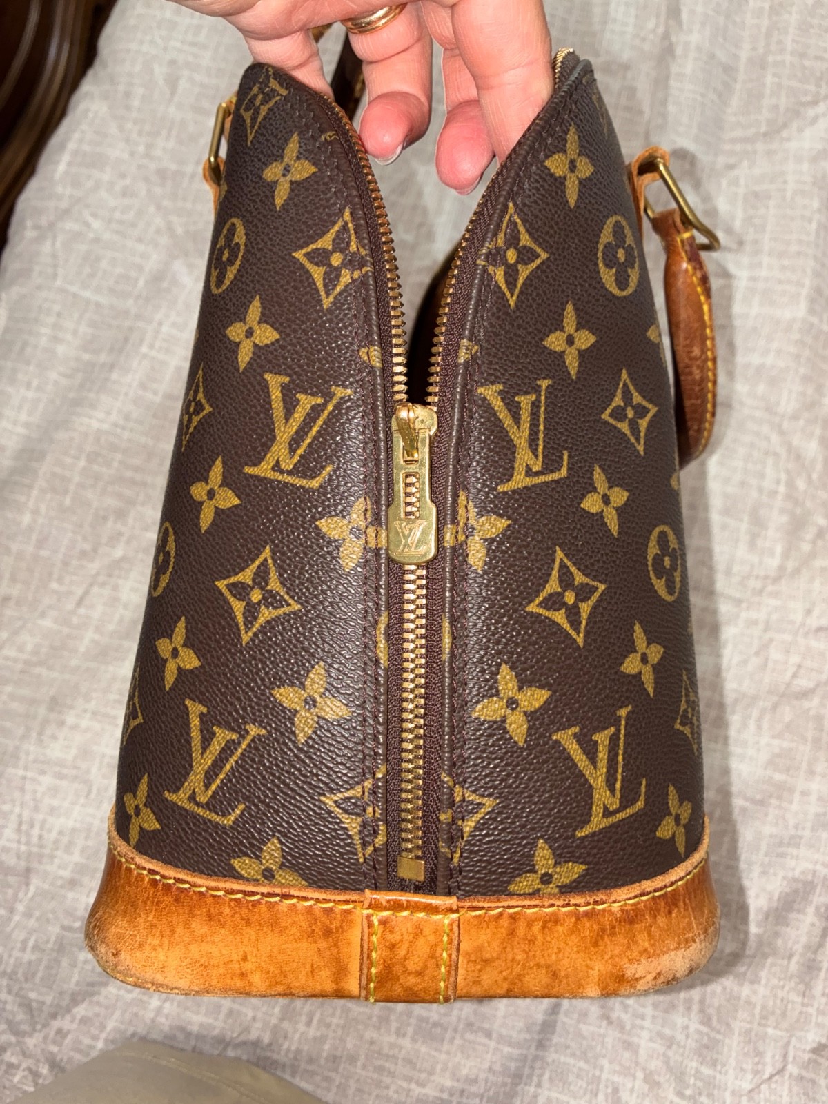 Louis Vuitton Vintage Alma Top Handle PM Brown Canvas-Used Good Condition
