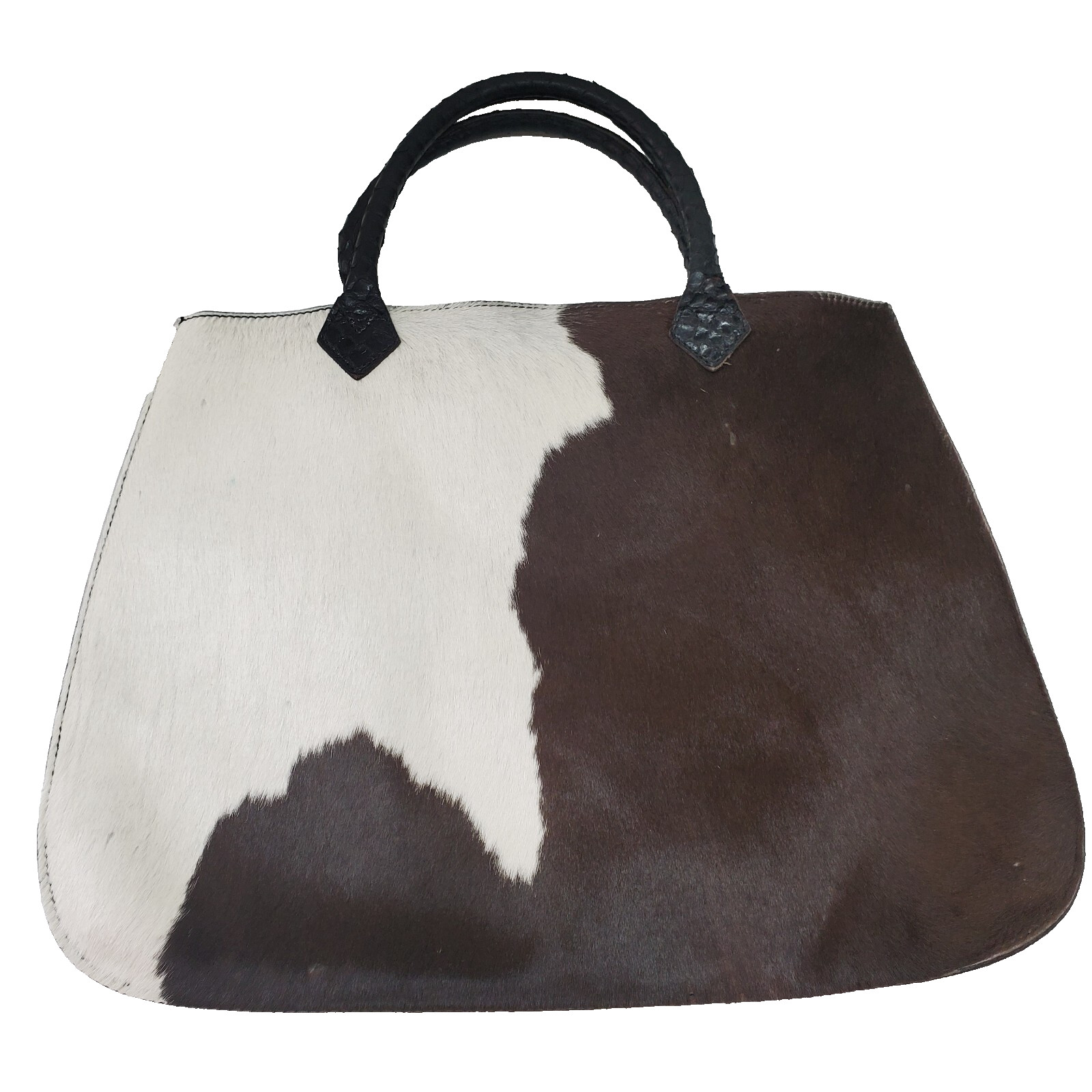 Serapian Milano Animal Hide Tote Bag Purse Made In Italy Brown & White