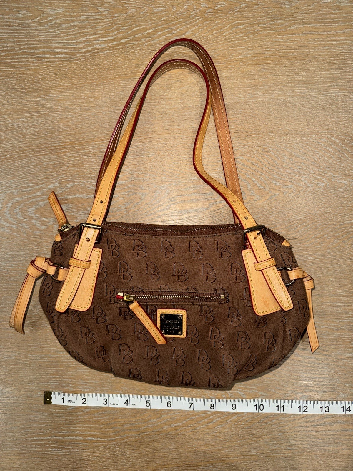Dooney And Bourke Nina Shoulder Bag Canvas Leather Trim Bag Satchel