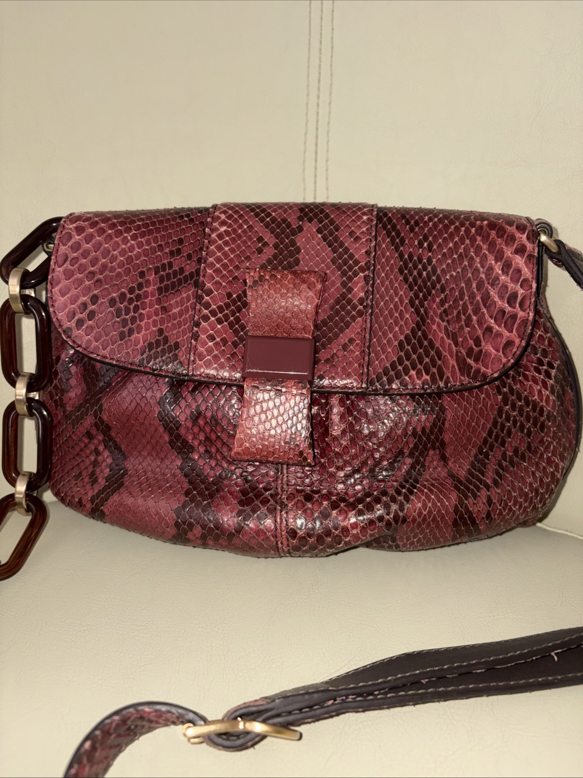 Bally Phyton Leather Adjustable Xbody Bag Used L 10.5″H6.7″W-1″