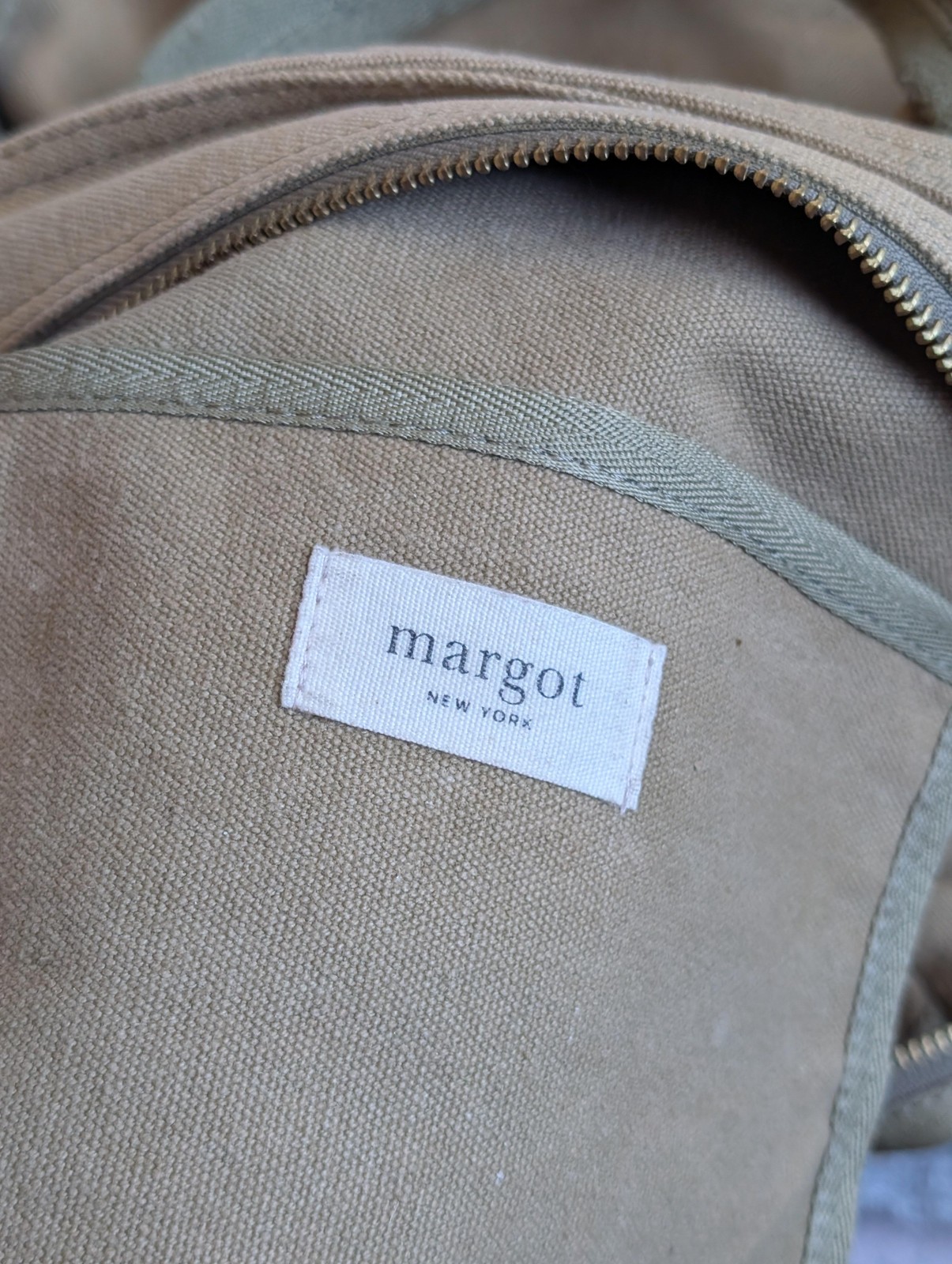 Margot New York Satchel Bag Womens Medium Beige Canvas Handle Crossbody Purse