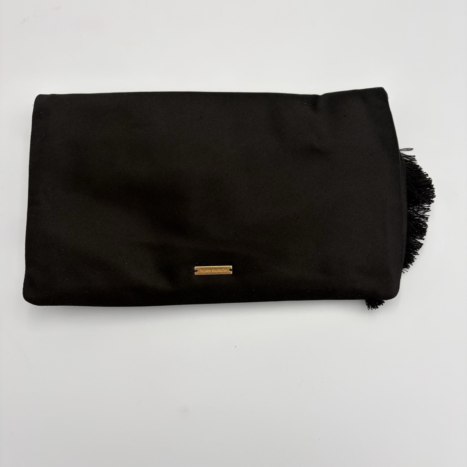Tory Birch Eleanor Satin Bow Black Clutch Minimalist Luxury Handbag Elegant