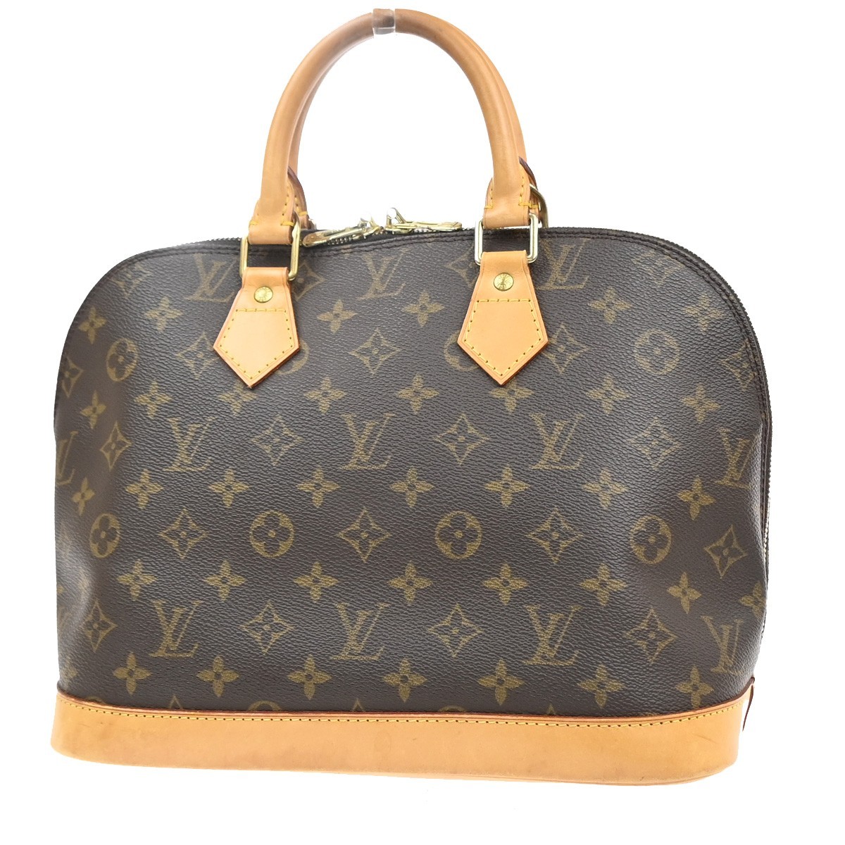 LOUIS VUITTON LV Logo Alma Hand Bag Monogram Leather Brown France M51130 17MA583