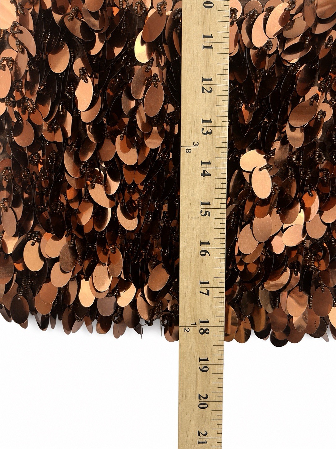 Brown Sequin Beaded Shoulder Bag, Zip Closure