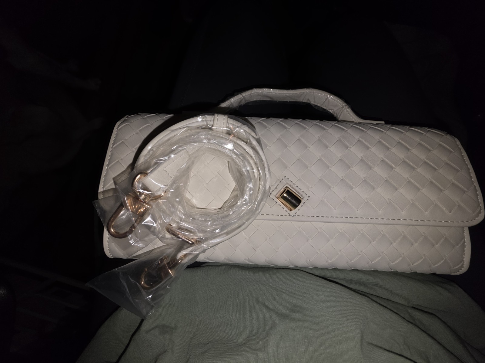 New Few Moda Clutch with cross body carry strap in cream white ivory