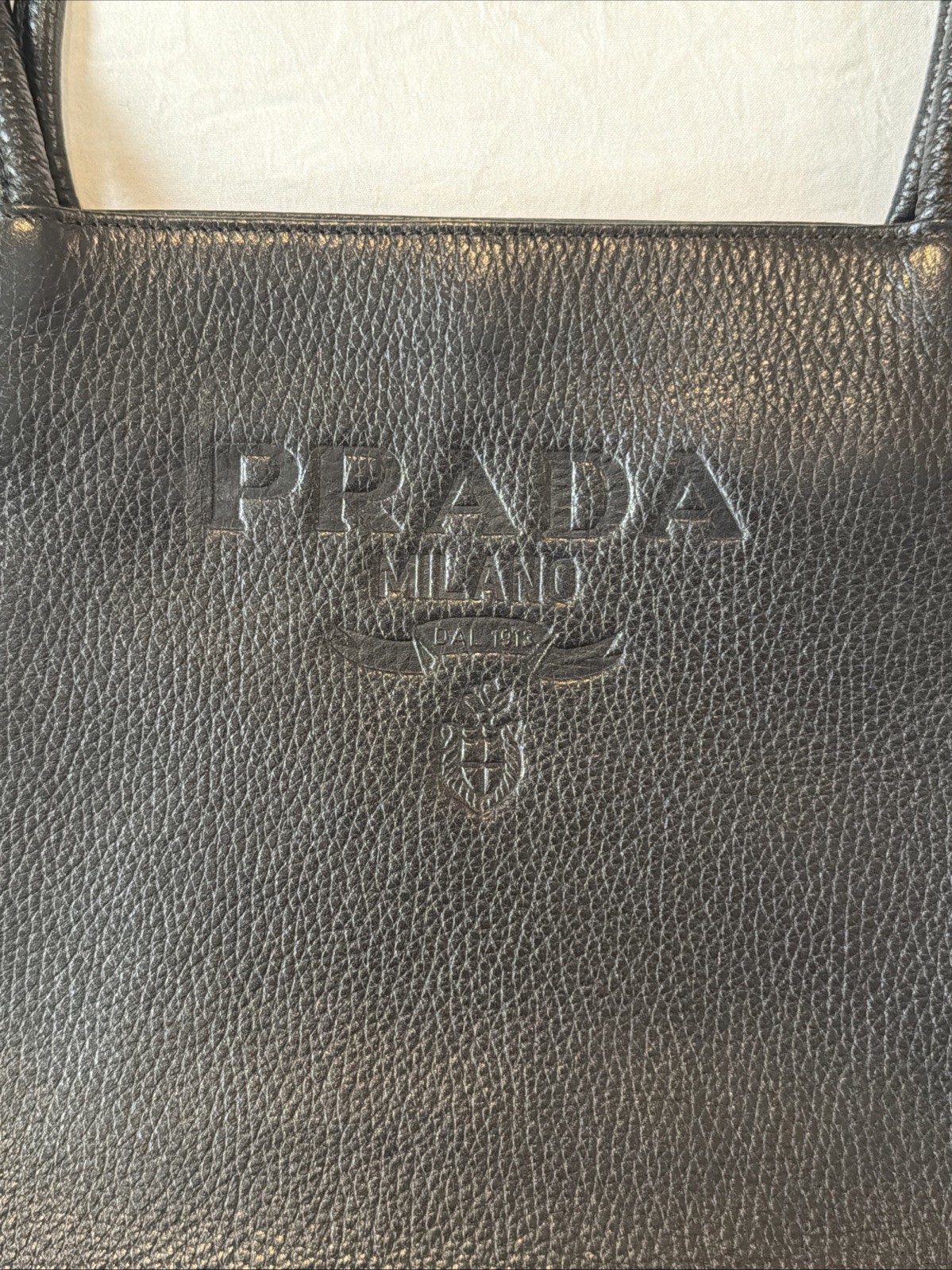 PRADA 70’s Shoulder Bag Medium Black Grain Leather