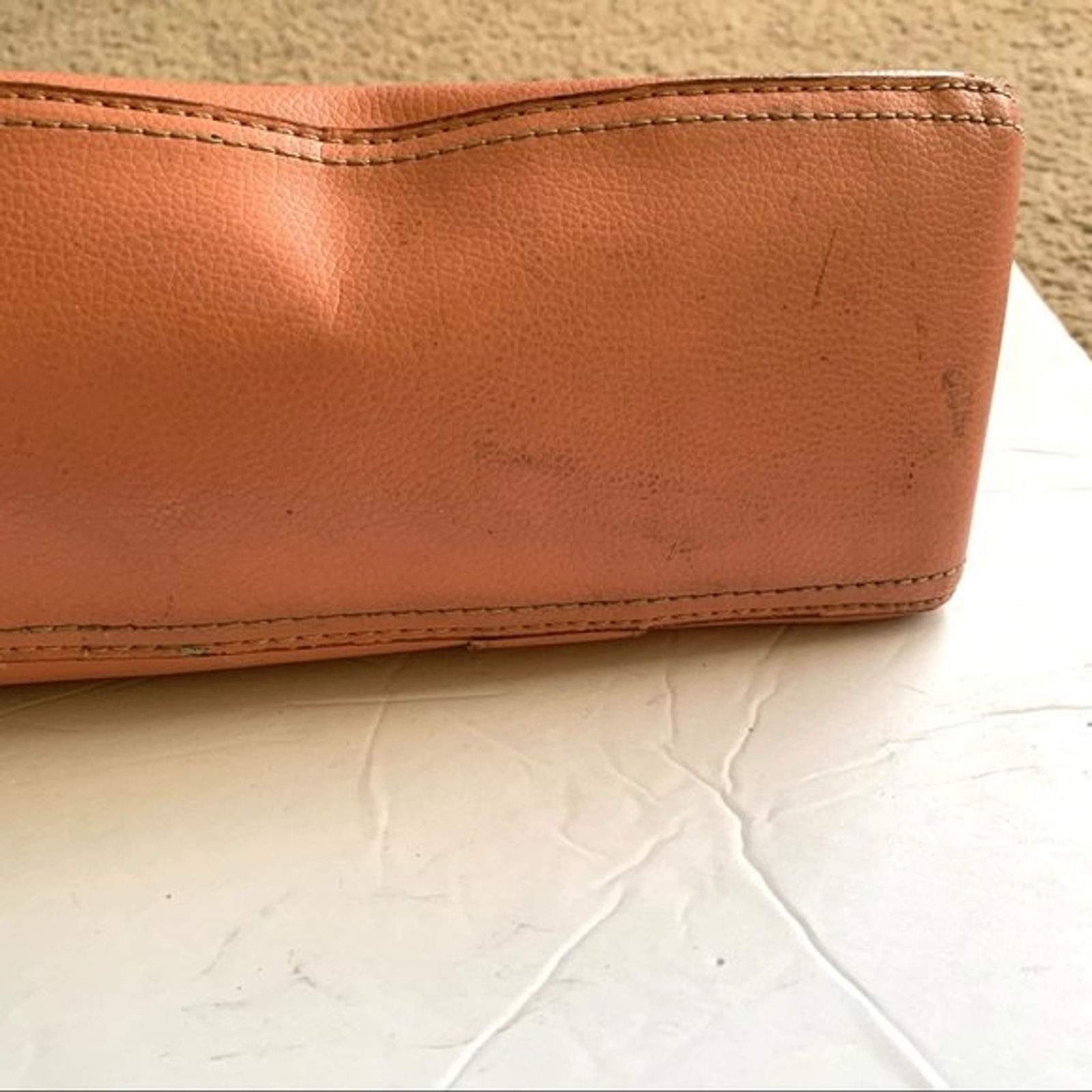 croft & barrow Peach Orange Vegan Leather Rectangle Shoulder Bag Purse