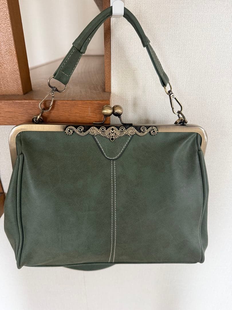 Anna Sui Green 3-Way Shoulder Bag Antique Gold Accents Japan For 14+