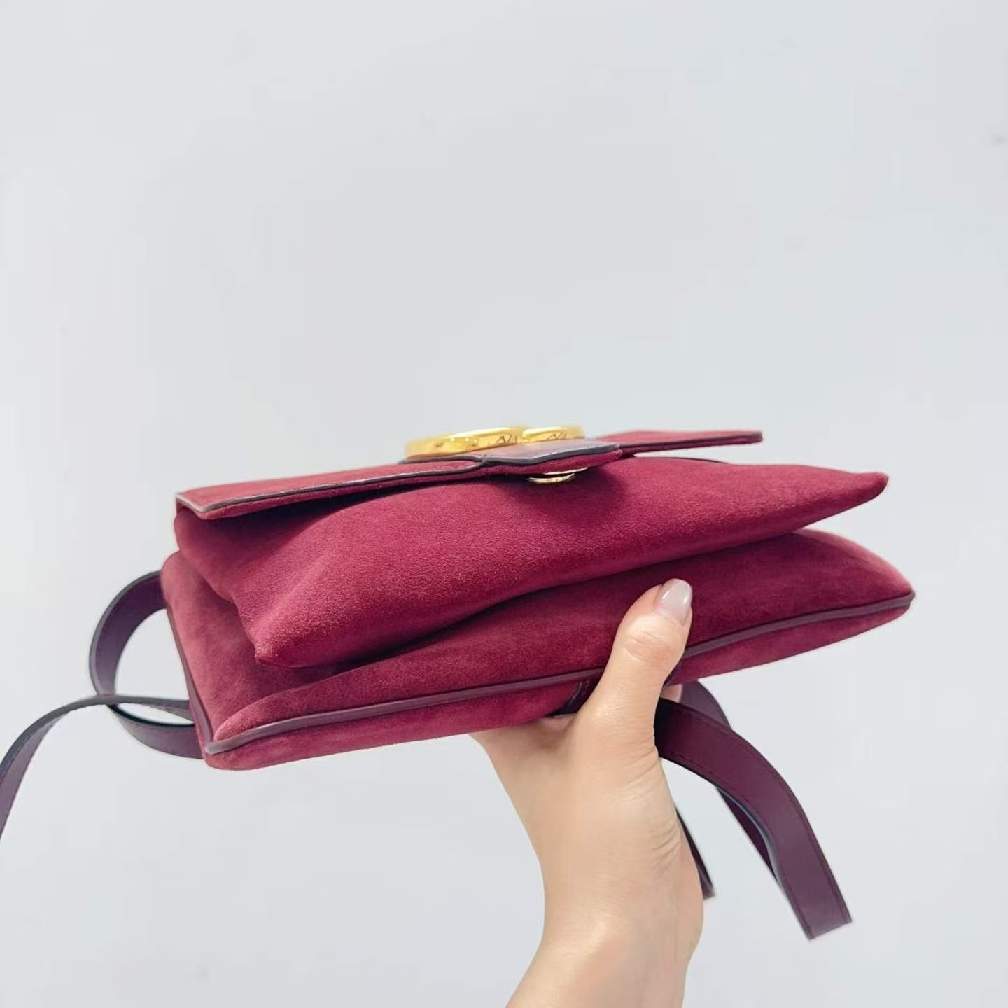 AUTH Gucci Arli Burgundy Suede Leather Interlocking G Crossbody Bag used